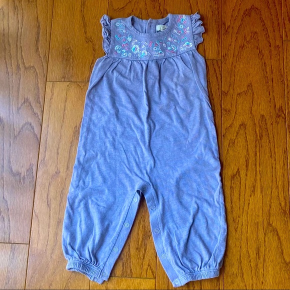 Peek | purple onesie with embroidered flowers. - Picture 1 of 3